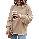 Saodimallsu Womens Fall Crew Neck Sweater Long Sleeve Color Block Sweaters Loose Casual Knit Pullover Tops