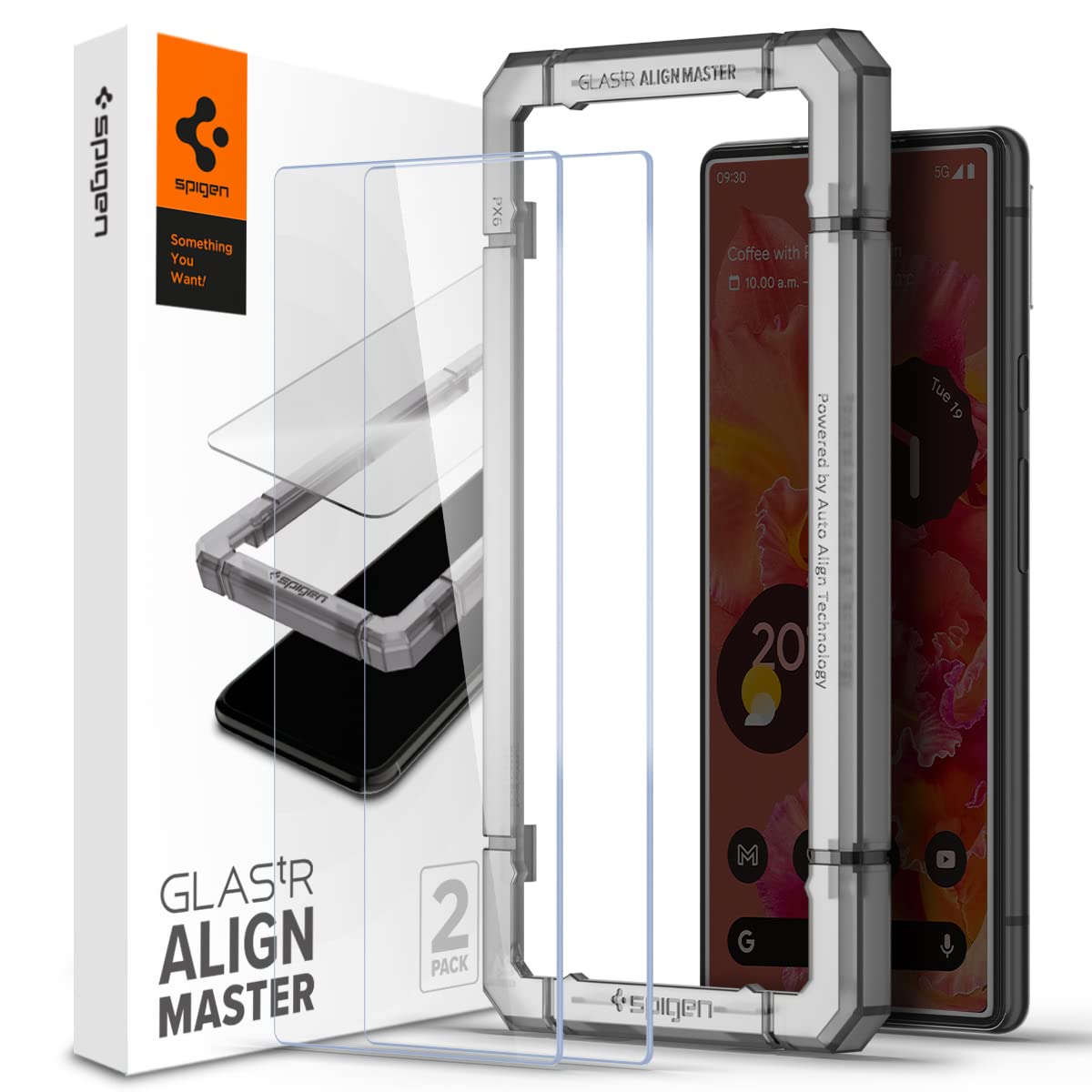 Spigen Pixel 6 Compatible AlignMaster Screen Protector Glass - 2 Pack