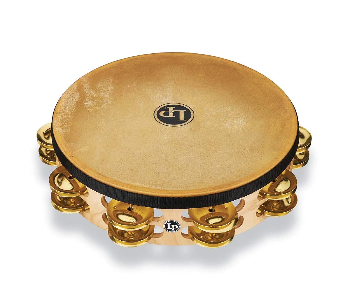Latin Percussion Tambourin Pro 10in Double Row With Head 10" Brass LP384-BR