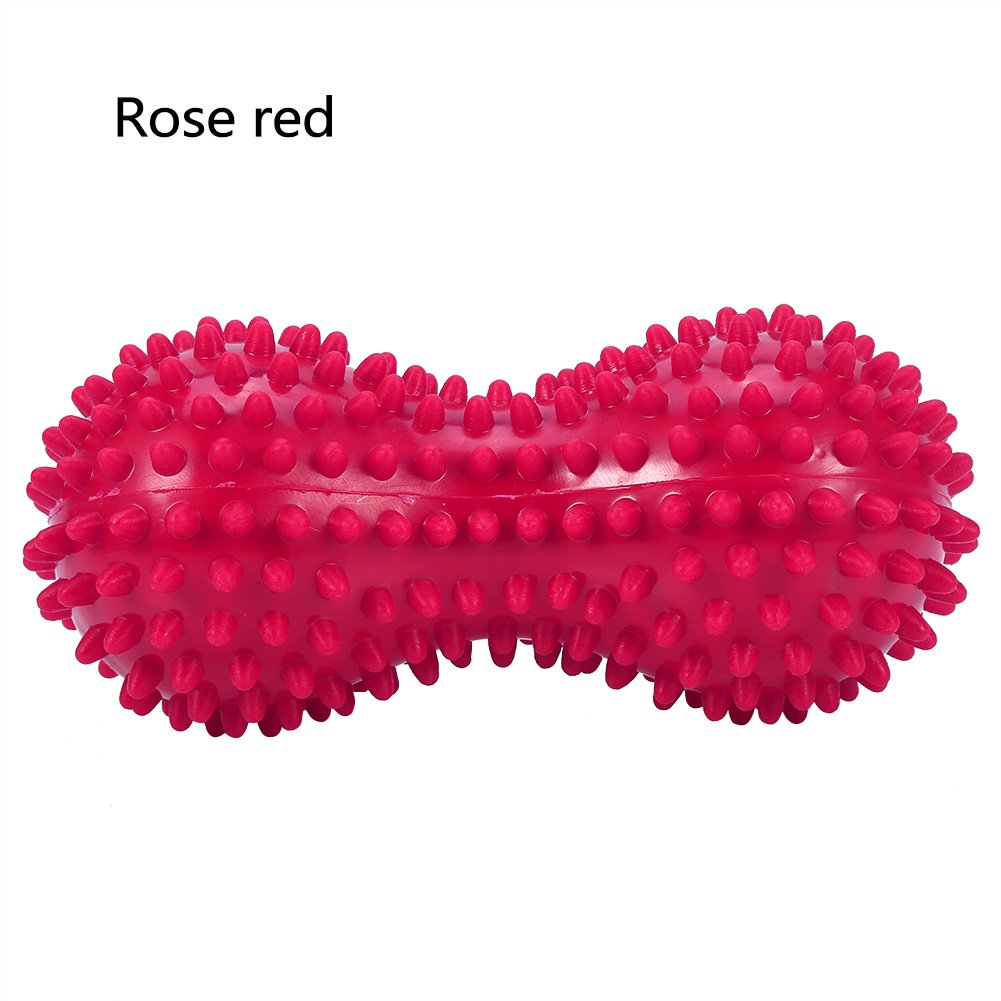 Peanut Shape Massage Ball, Contact Points Ball for Fitness Exercise Mobility Relief Pain Muscle Steess, Trigger Point Reflexology for Palms Feet Ankle Arms Neck Back(Rose Red)