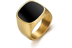 enhong Mens Rings Stainless Steel Square Signet Rings for Men,Pinky Thumb Ring for Dad Father Jewelry Gift for Him,Men's Ring for Boys