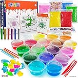 Play22 DIY Slime Kit for Kids - 18 Color Crystal Slime Making Kit, Includes Colorful Foam Balls, Fruit Face, Eyes, Stars, Glitter, Beads, Molds, Straws, Glow in Dark Powder and Much More – Original