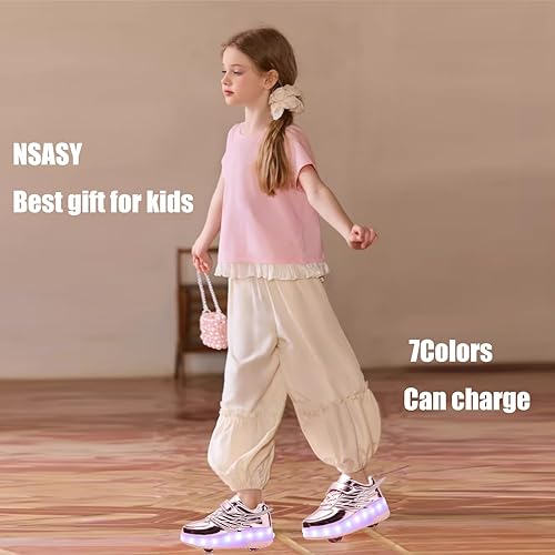Nsasy Kids Shoes Girls Sneakers Boys Roller Skates Child Roller Shoes with  LED for Christmas Birthday Gift
