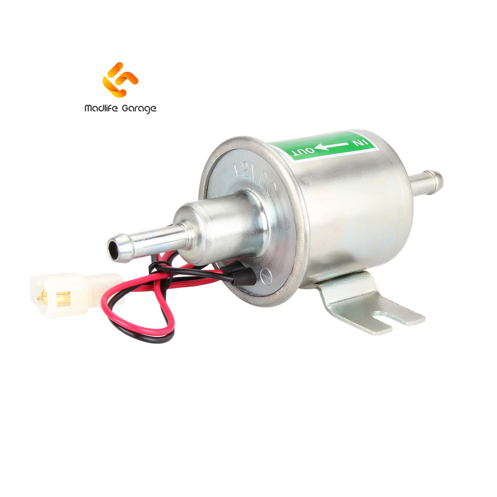 Madlife Garage UNIVERSAL 12V 1.2A Low Pressure Gas Diesel Petrol Inline Electric Fuel Pump External Pump(Model:HEP-02A)