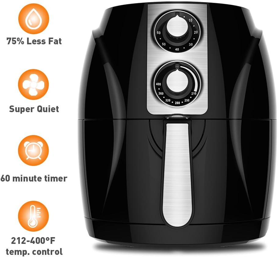 Electric Air Fryer - 2.65 QT Oil Free Air Fryer w/ Rapid Hot Air Circulation System, 210โ-410โ Temperature Control & 60 Minutes Timer, Removable Non-stick Drawer & Basket, Healthy Way to Enjoy Food
