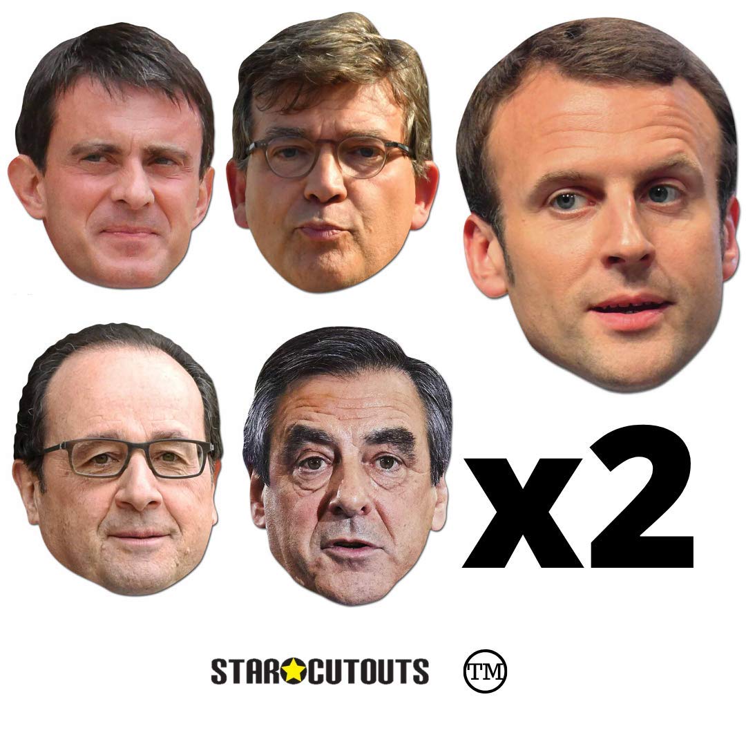 STAR CUTOUTS SMP444 Macron, Hollande, Valls, Montebourg, Fillon 10 Pack Cardboard Face Talking Point for Parties Use as Masks, Decorations for Birthdays, Solid, Multicolour, Regular
