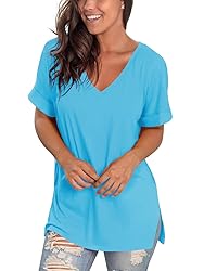 Womens Deep V Neck Shirts Summer Casual Tops High