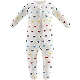 Owlivia Organic Cotton Baby Pajamas, Boys Girls Zip Front Sleep 'N Play Pjs, Footed Sleeper, Long Sleeve