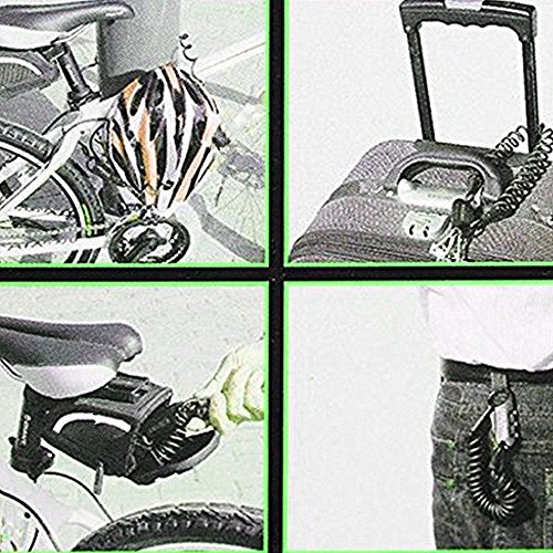 Qiorange ET-152 Mini Portable Anti-theft Resettable 3 Digit Bike Bicycle Cycling Spring Combination Cable Lock Senior Travel Luggage Locks Helmet Lock, 4x 1500mm (Blcak)