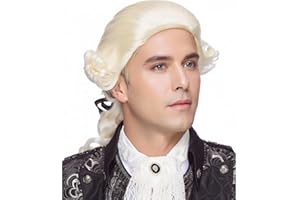 Traqur Judge Colonial Wig for Men Beige Funny Crazy Wigs Washington Halloween Costume Cosplay Party Wigs (Beige)
