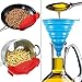 Silicone Snap Strainer with 2 Collapsible Funnels, FineGood Hands-free Clip-on Heat Resistant Colander Pour for Pasta Vegetable Noodles Pot bowl Pan - Red