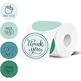 3 Inch Thermal Label,Green Round Thermal Printer Label,Waterproof Thermal Stickers for DIY Logo Design,Name Tag,Thanks Card 300 Labels/Roll (Green)