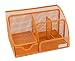 EasyPAG Mesh Desktop Organizer 6 Compartment Office Desk Organizers Supply Caddy with Drawer, Orange