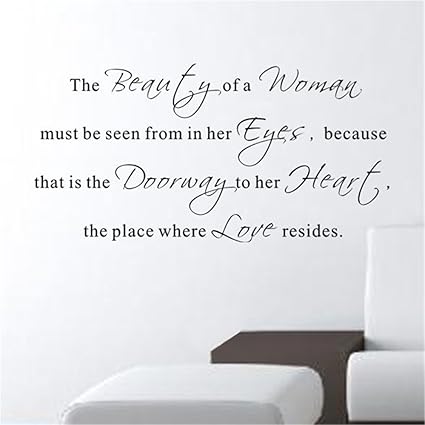 Pxabts Autocollant Mural Autocollant Art Mural Home Dcor Citation La Beaute D Une Femme Doit Etre Vu A Partir Dans Ses Yeux 15 6 H X 33 8 W Amazon Fr Cuisine Maison