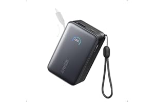 Anker Nano Portable Charger, 10,000mAh 45W Max Compact Power Bank, Travel Essential Phone Battery Pack with 2.3 ft InstaCord Retractable Cable for iPhone 17/16 Series, iPad, Galaxy, Pixel, and More