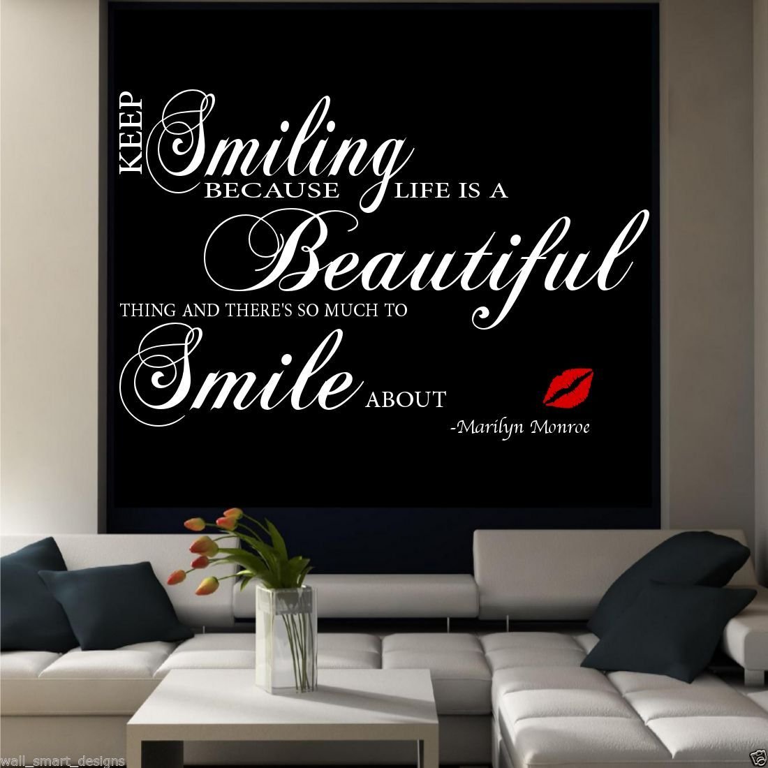 Marilyn Monroe Smile Room wall art quote sticker mural decal transfer print WSD377