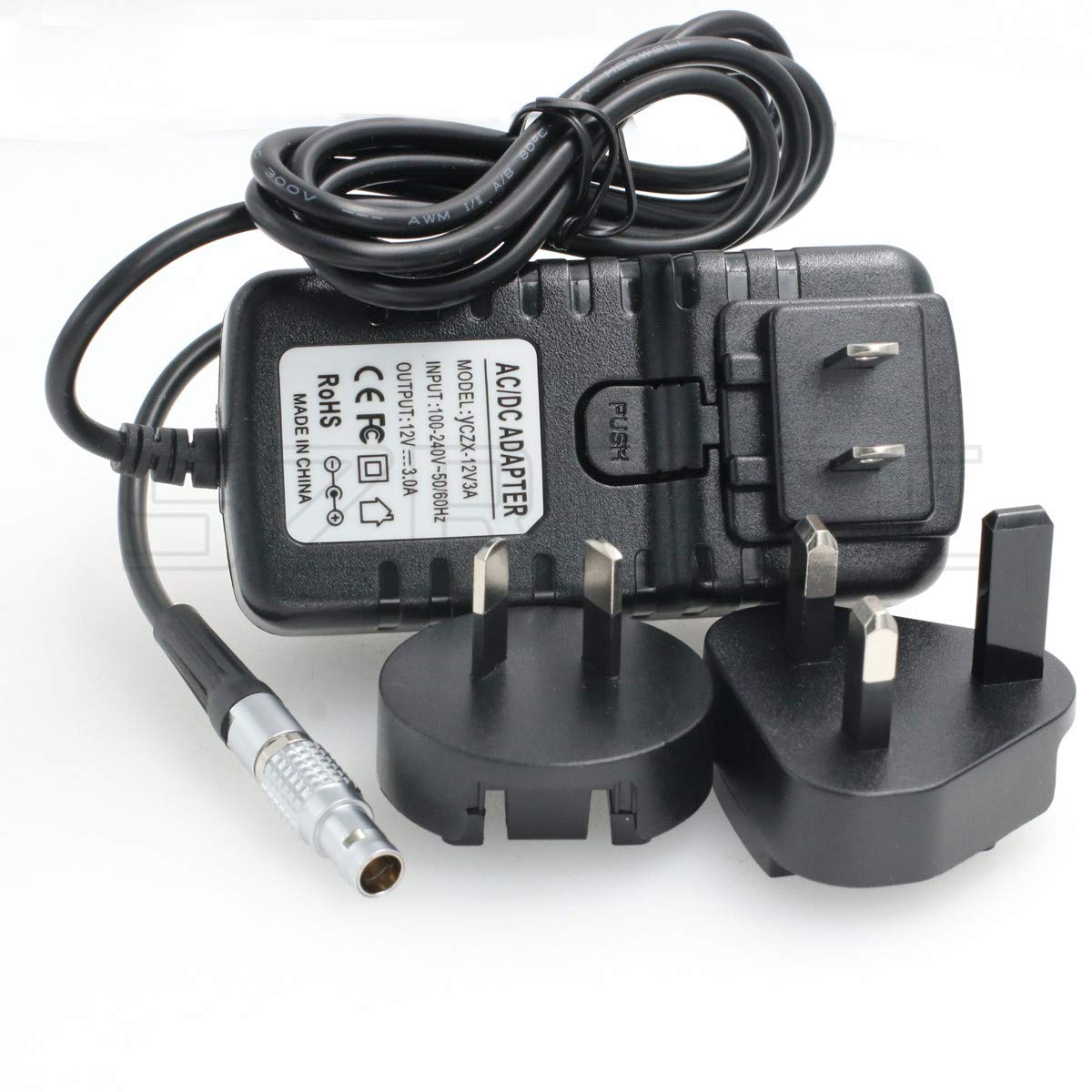 SZRMCC Straight 0B 2 Pin Male AC DC Power Adapter with US UK EU AU Plugs for Teradek Bolt SmallHD 503 703 Hollyland Cosmo 600