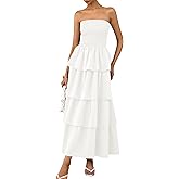 PRETTYGARDEN Maxi Dresses for Women 2025 Summer Off Shoulder Smocked Tiered Ruffle Long Flowy Wedding Guest Dress