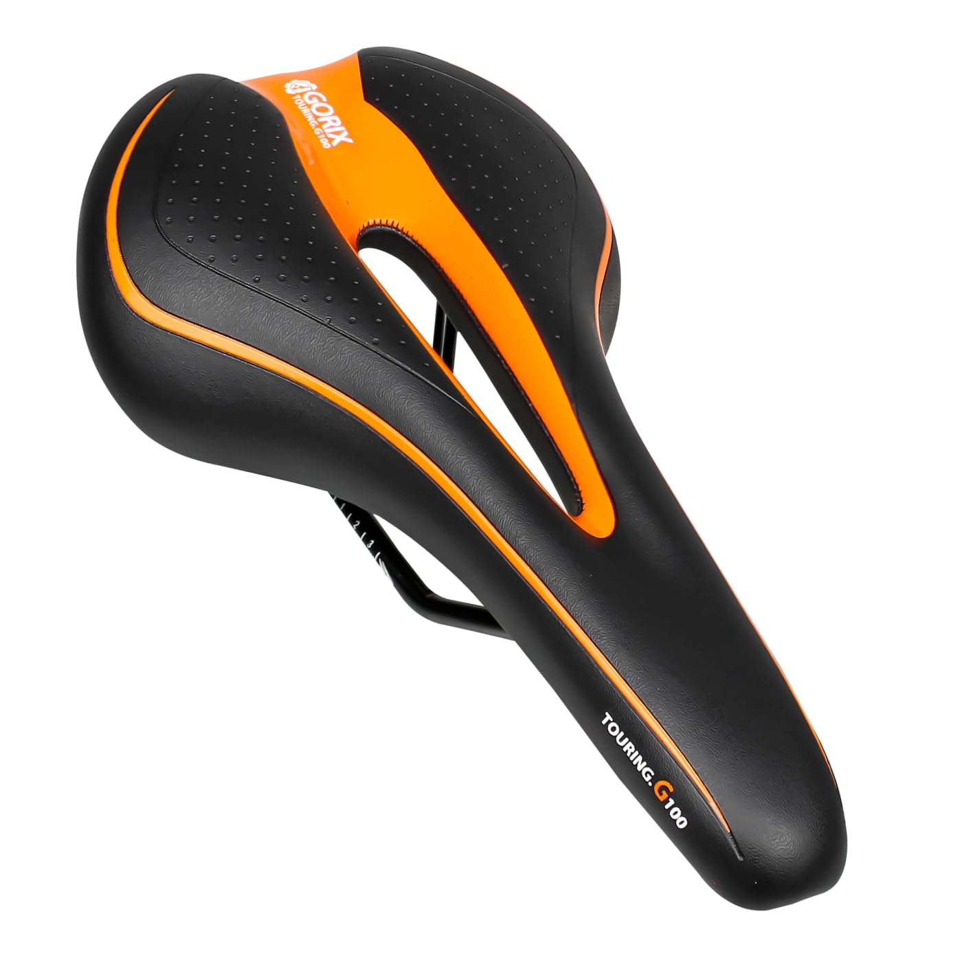 GORIX Bike Saddle Seat Comfortable Cushion with Rail Mountain Road Bicycle for Men and Women (GX-C19) (Black×Orange)