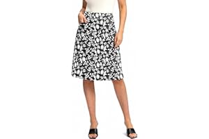 Viodia 25" Knee Length Skorts Skirts for Women with Zipper Pockets Stretchy Modest Aline Midi Skort for Casual Summer Travel