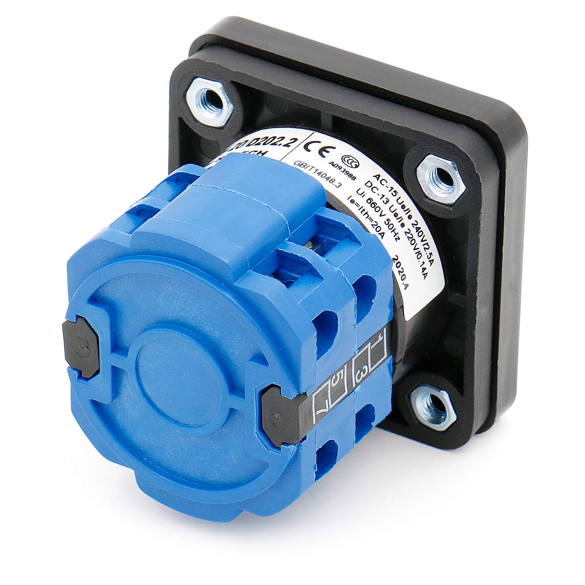Heschen Universal Rotary Cam Selector Changeover Switch SZW26-20/D202.2 660V 20A ON-OFF-ON 3 Position 2 Phase 8 Terminals - Image 4