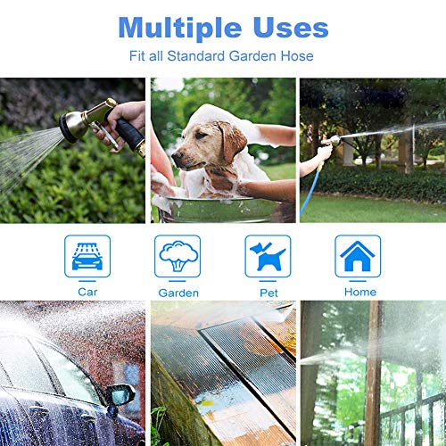 V.C.FORMARK Garden Hose Nozzle Heavy Duty Metal Spray Gun Sprayer Brass 9 Adjustable Patterns for Car Washing,Plants Watering,Pets Shower,Floor Cleaning - Thumbnail 4