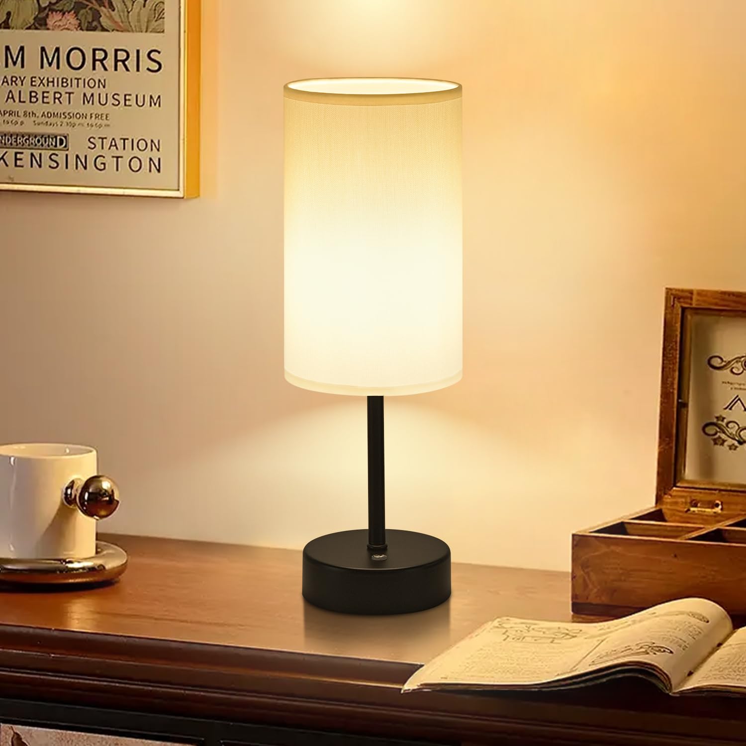 Photo 1 of LED Rechargeable Cordless Table Lamp, Touch Control,Low Battery Reminder, 5000mAh Battery Powered, Portable Desk Lamp, Stepless Dimming Light for Bedroom, Restaurants, Offices, Cafe?Black?