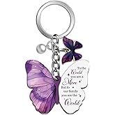 Yaxkvapu Mom Keychain Best Mom Ever Gifts Moms Birthday Gifts from Daughter Son Best Moms Keychain Valentines Day Mothers Day Gift for Mama Purple Butterfly Gift for Mother