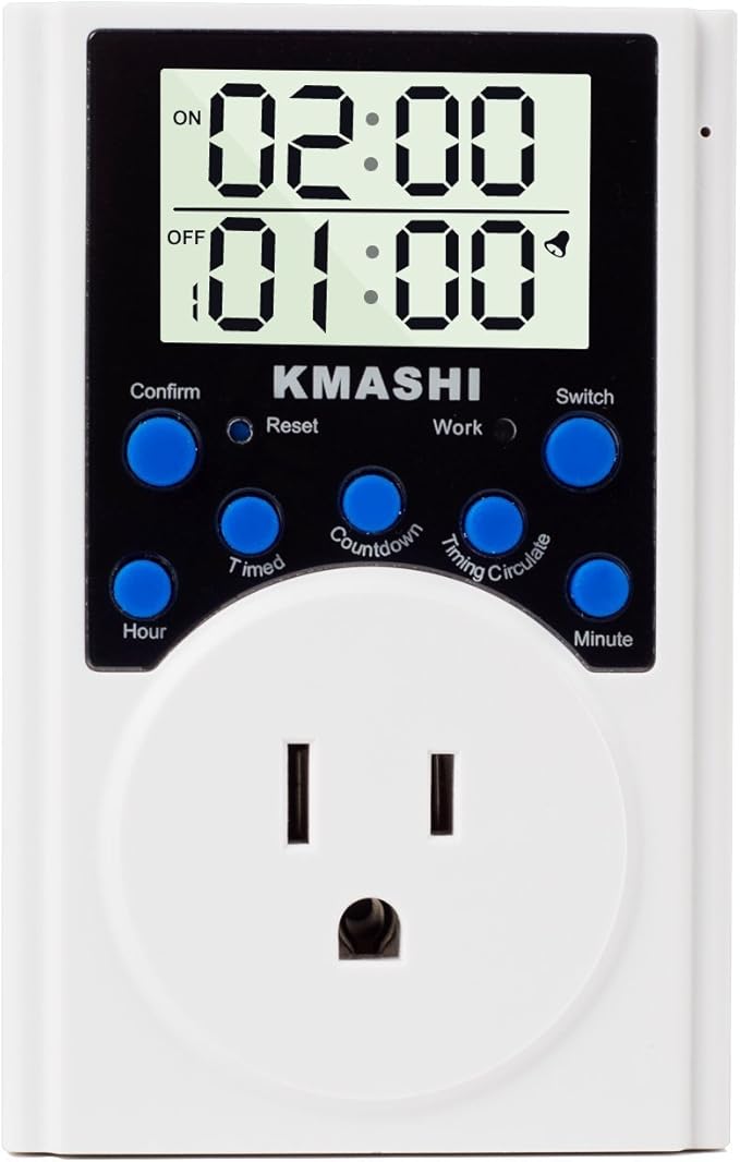 KMASHI Timer Switch Outlet 15A/1800W Programmable Infinite