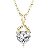 DYUNQ Moissanite Heart Pendant Necklace for Women, 14K Gold Plated 925 Sterling Silver, Imitation Diamond Dainty Jewelry Gift for Her, Mom, Wife