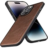 X-level Compatible with iPhone 14 Pro Max Case, Premium PU Leather iPhone 14 Case for Women and Men Elegant Soft TPU Anti-Slip Scratch Full Protective Cover for 6.7" (2022)-Brown