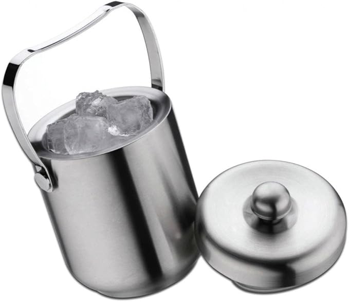 Insulated Ice Bucket with Tongs 1 Litre Capacity Stainless Steel