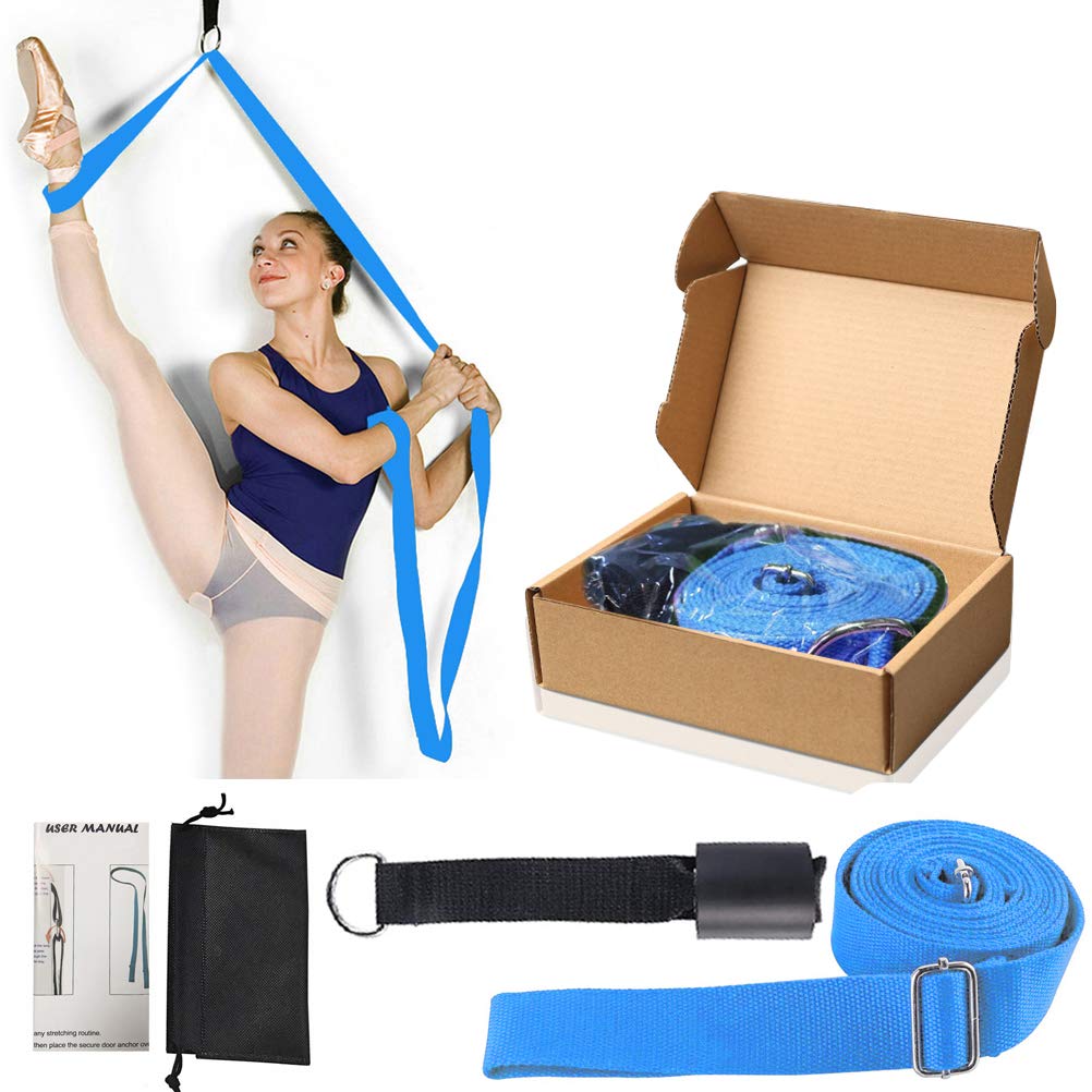 KimDaro Leg Stretcher, Door Flexibility & Stretching Leg Strap - Great for Ballet Cheer Dance Gymnastics or Any Sport Leg Stretcher Door Flexibility Trainer Premium Stretching Equipment (Blue)