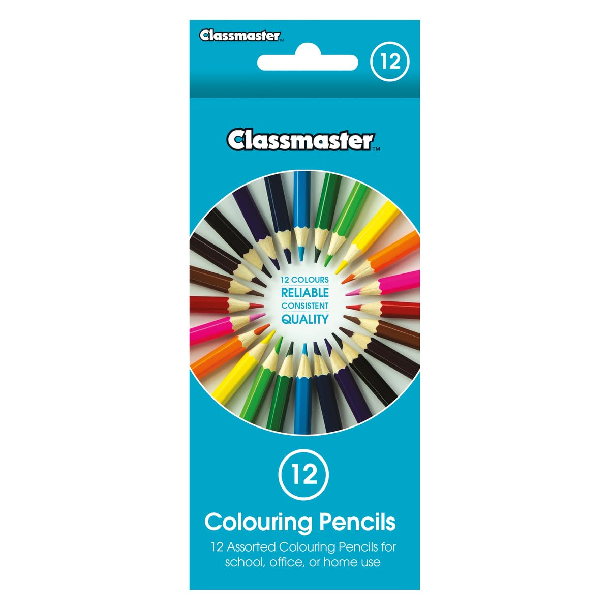 Classmaster Colouring Pencils For Adults & Kids, Assorted Coloured Pencils, Long-Lasting & Quality Colouring Pencils For Children, Softer Leads For Perfect Colour Laydown, Pre-Sharpened - 12PK