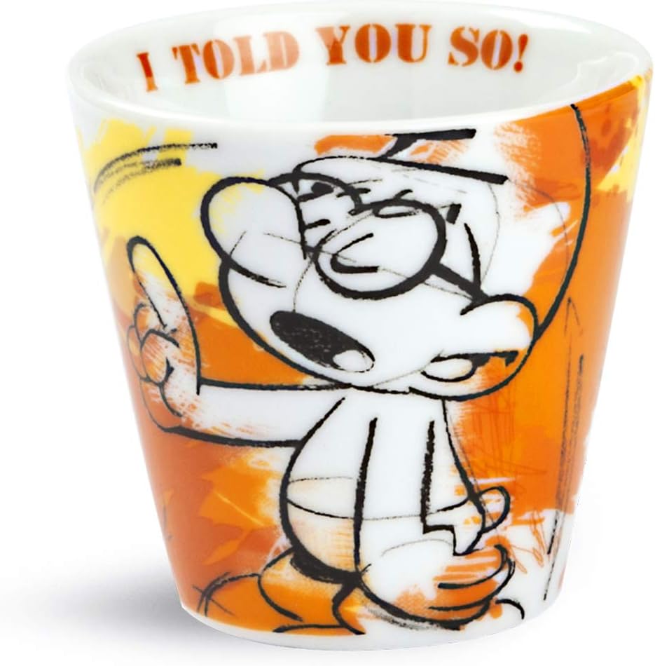 I Puffi The Smurfs ppu83/4th Glasses Coffee, Model Smurf QUATTROCCHI, Porcelain, Orange, 4 Units