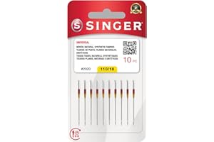 SINGER 10-Pack Universal 2020 Sewing Machine Needles, Size 110/18