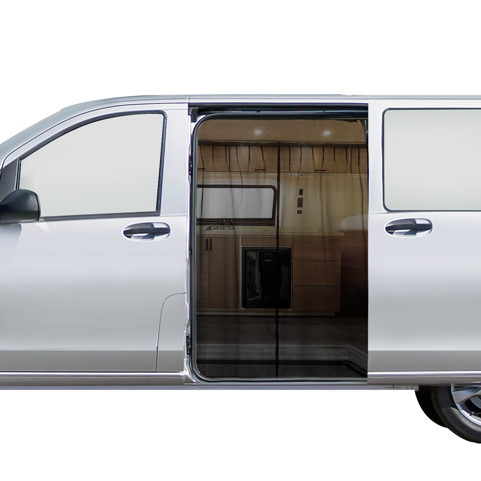 Photo 1 of SKYJDM 59"H x 43"W Sliding Door Van Bug Screen, Magnetic Closure Van Screen Mesh Curtains, Side Door Camping Mosquito Net, Compatible with Mercedes-Benz Metris, Ford Transit Connect, Campervan, Small