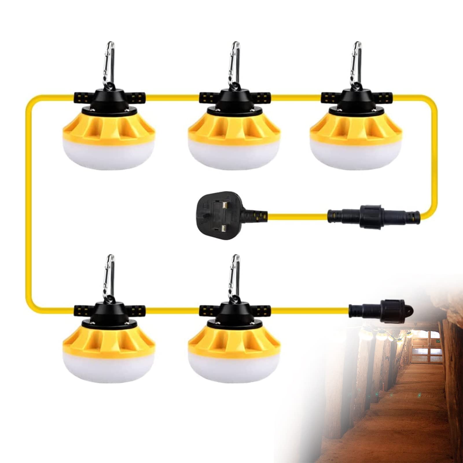 LED Work Light 50FT - 50W Security Lights - 5000K Outdoor String Work Light Temporary Lighting - IP66 Waterproof LED Security Lighting - 5000lm for Construction Sites, Docks, Tunnel [Energy Class F] — image 1