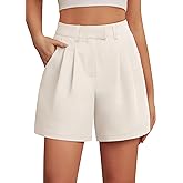 Feiersi Womens Casual Elastic Waist Wide Leg Suit Tailored Shorts Summer Dressy Work Shorts with Pockets