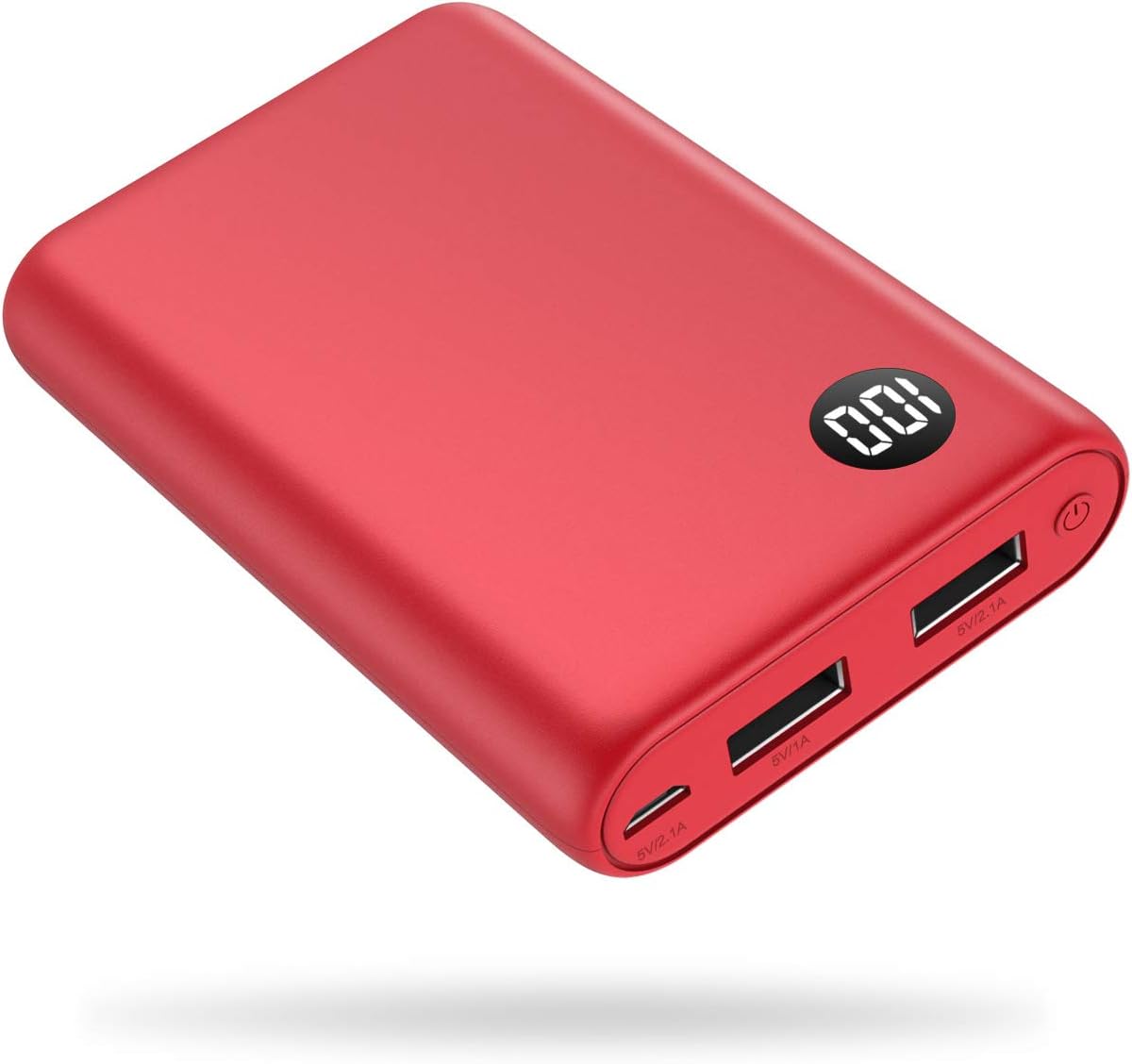 Kilponene Power Bank, Portable Charger 13800mAh External Battery Pack with LCD Digital Display Ultra Compact High Speed Charging Powerbank Dual Ports for Smartphone, Tablets and More-Red