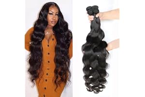 YISEA Human Hair Bundles Body Wave 4 Bundles (30 28 26 24 inches) 10A Grade Brazilian Virgin 100% Unprocessed Human Hair Body Wavy Bundles Natural Black Weave Hair Extensions