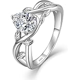 Fahonie Moissanite Promise Ring for Women 1CT D Color VVS1 Clarity,925 Sterling Silver Engagement Rings Leaf Wedding Ring for Her Birthday Anniversary Jewelry Gift,Size 6-9 Elegant Gift Packed