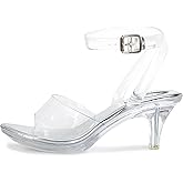 NBUUNBU Clear Strappy Heels For Women Transparent Ankle Strap Platform High Heeled Sandals Sexy Stiletto Comfortable Crystal Dress Shoes Adjustable Buckle Open Toe Pump Mules