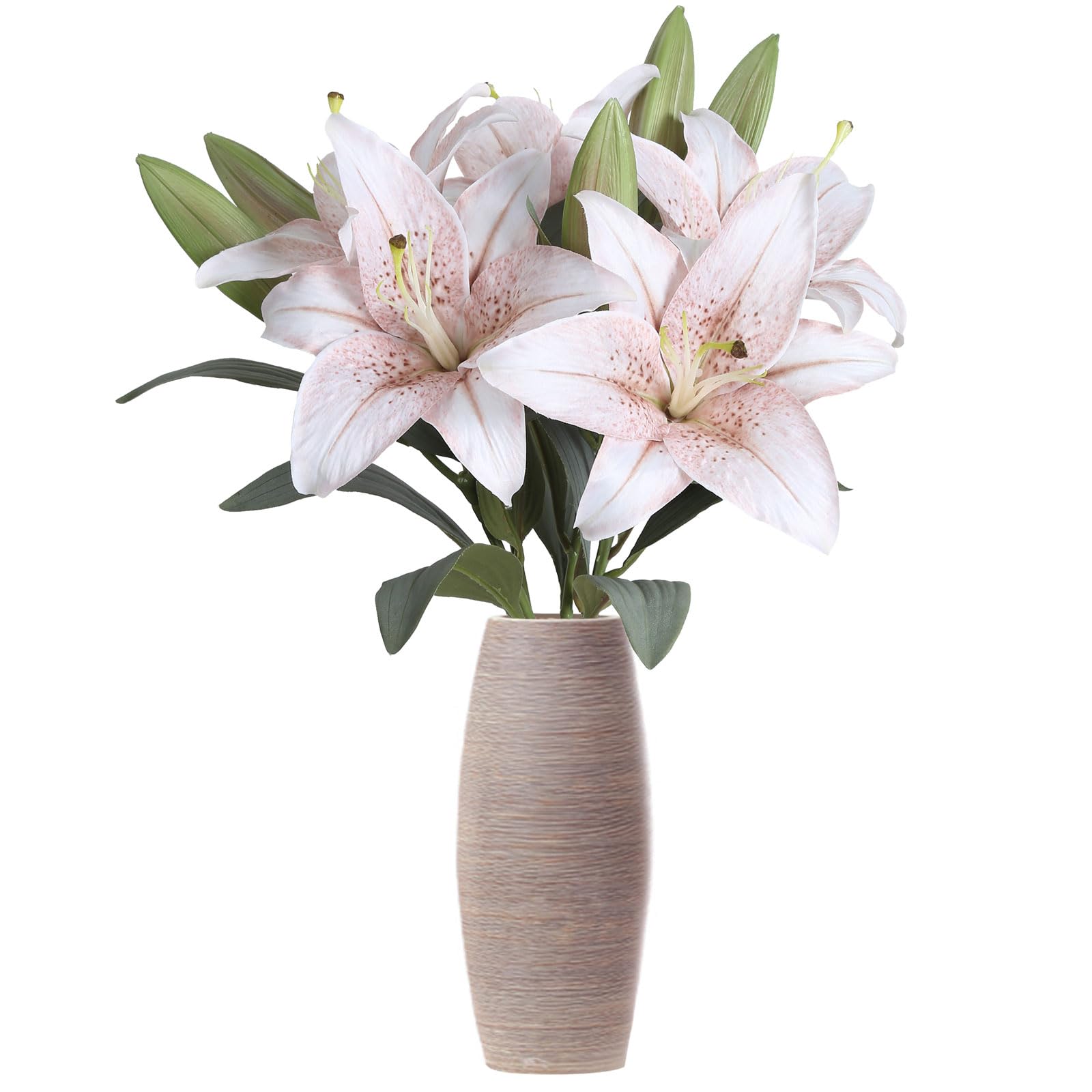 Photo 1 of IPOPU White Artificial Lily Flowers 5PCS Vintage White Lily Flowers Silk Flowers for Home Decor Indoor Tiger Lily Flowers White Flowers Floral Arrangement Wedding Party Decor Home Decor (White)