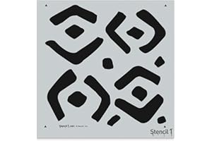 Stencil1 Kuba Repeat Pattern Stencil 11" x 11" - Reusable Premium Quality Mylar Stencils for Painting Walls, Fabric, Furniture, Crafts, Decor - Allover Wallpaper Effects - 11" x 11” by Stencil1