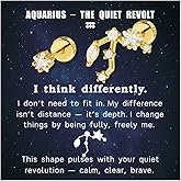 Zodiac Constellation Flat Back Stud Earrings – 14K Gold Plated Surgical Steel Studs with CZ, Dainty Screw Back Earrings for Women, Stainless Steel Flatback Stud Set Inspired Horoscope Jewelry Gifts