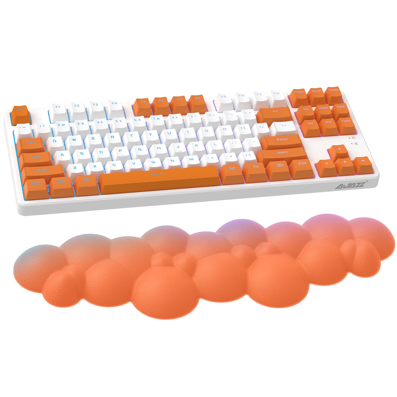 Cloud-Soft Ergonomic Wrist Rest for 100 Keys 87 Keys 68keys Keyboard PU Material Anti-Slip Rubber Base Memory Foam Cloud-Shaped Palm Rest for Computer Laptop,Pain Relief,15.2 * 4.4 * 1.2inch-Orange