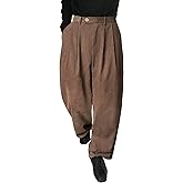 Floerns Men's Slant Pocket Tailored Pants Work Office Fold Pleated Trousers