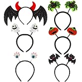 CCINEE 6 Pack Halloween Headbands Assorted Element Costume Headbands Eyeball Bat Spider Ghost Pumpkin Head Wears for Halloween Party Supply Cosplay Decoration