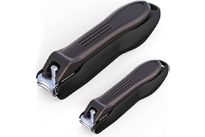 GLAMFIELDS Nail Clipper with Catcher, No Splash Fingernail Toenail Clipper Stainless Steel Nail Cutter Nail Trimmer, Good Gift for Men and Women MF-Large/Small （2Pack)